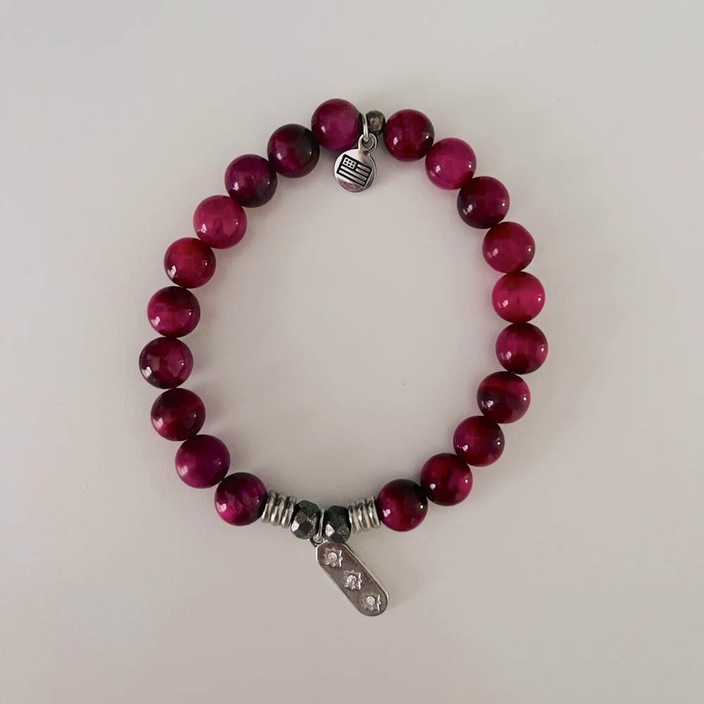 T Jazelle Serendipity Charm on Pink Tigers Eye